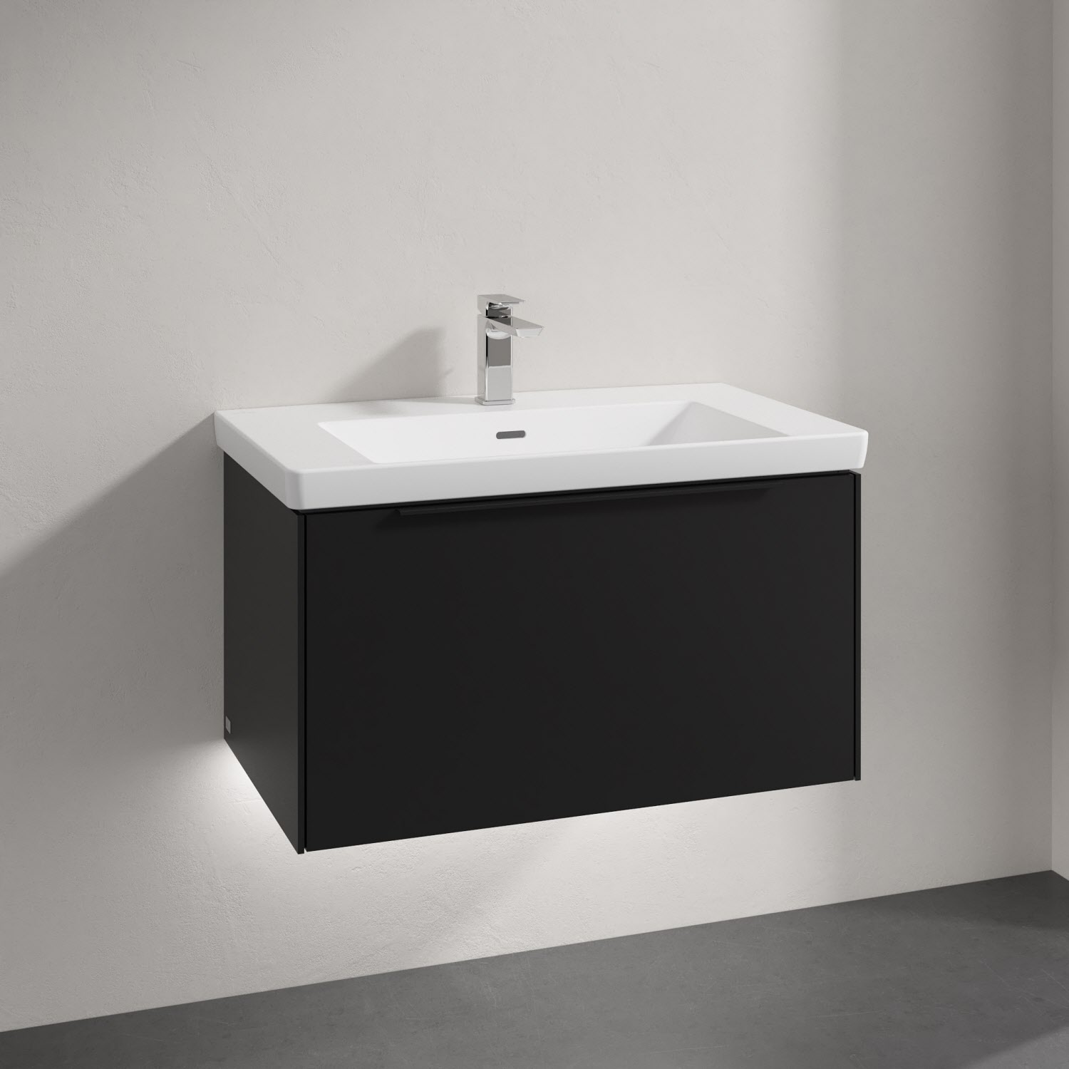 Villeroy & Boch Subway 3.0 Badmöbel-Set 80 cm mit Beleuchtung, Griff volcano black, 1 Auszug