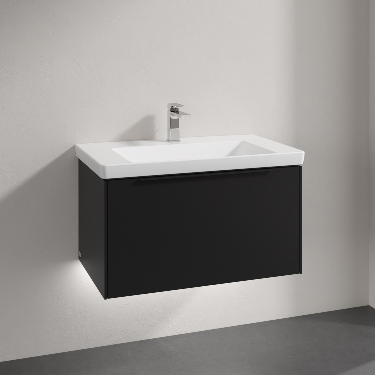 Villeroy & Boch Subway 3.0 Badmöbel-Set 80 cm mit Beleuchtung, Griff volcano black, 1 Auszug