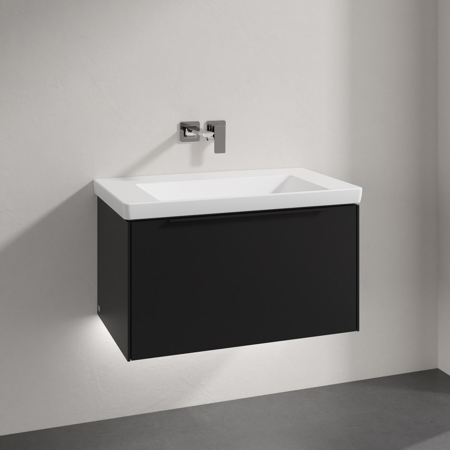 Villeroy & Boch Subway 3.0 Badmöbel-Set 80 cm mit Beleuchtung, Griff volcano black, 1 Auszug