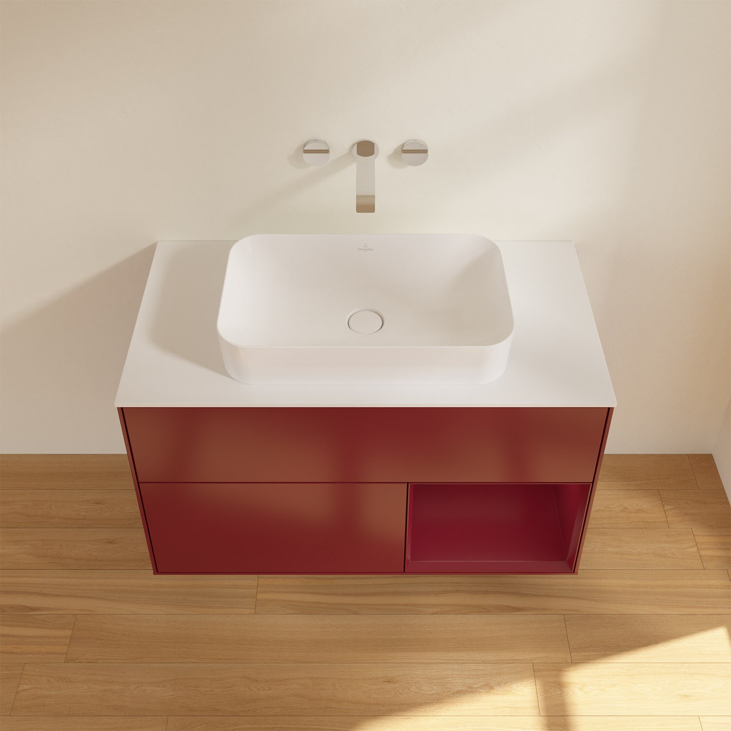 Villeroy & Boch Finion Waschtischunterschrank 100 cm mit Regalelement rechts und Abdeckplatte