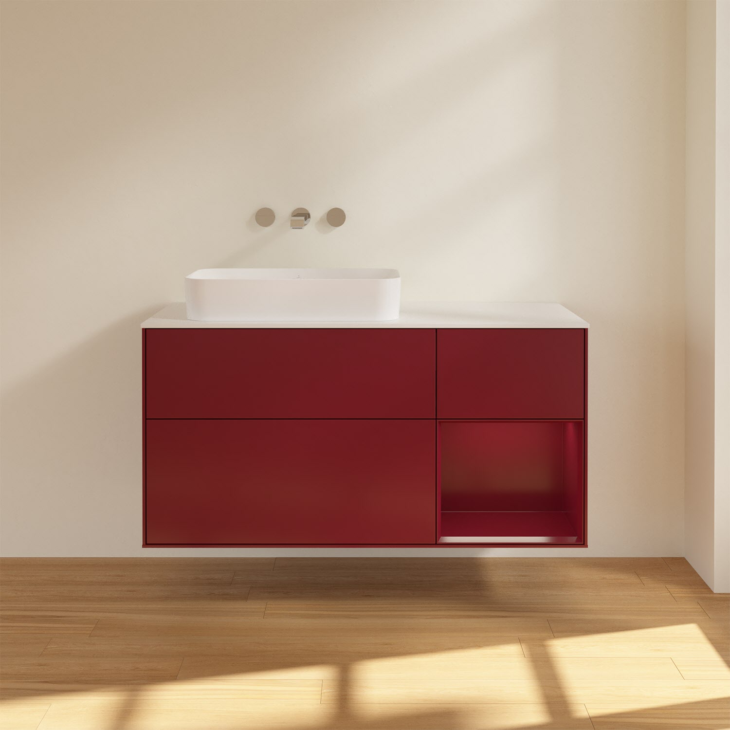Villeroy & Boch Finion Waschtischunterschrank 120 cm mit Regalelement rechts und Abdeckplatte