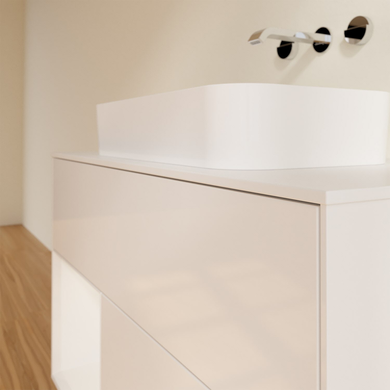Villeroy & Boch Finion Waschtischunterschrank 100 cm mit Regalelement links und Abdeckplatte