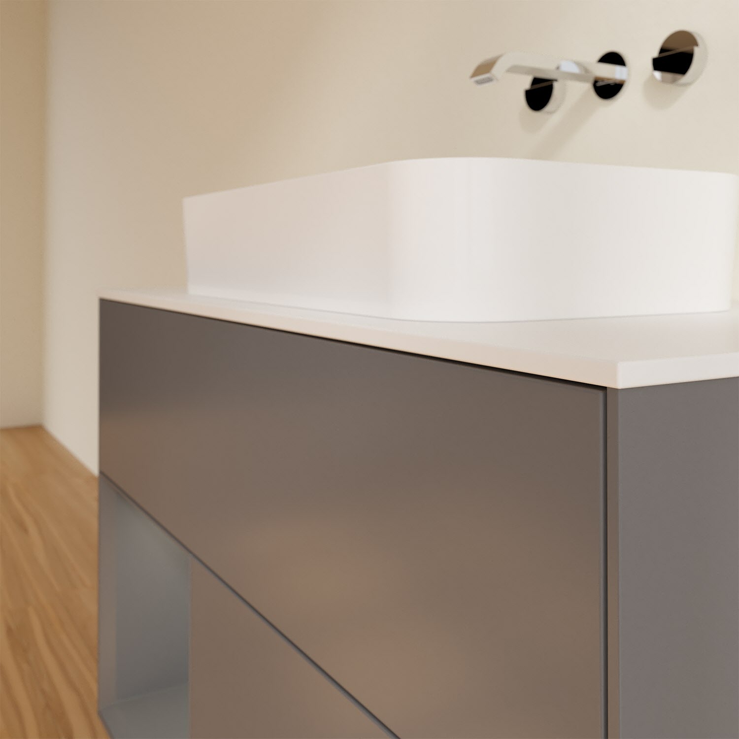Villeroy & Boch Finion Waschtischunterschrank 100 cm mit Regalelement links und Abdeckplatte