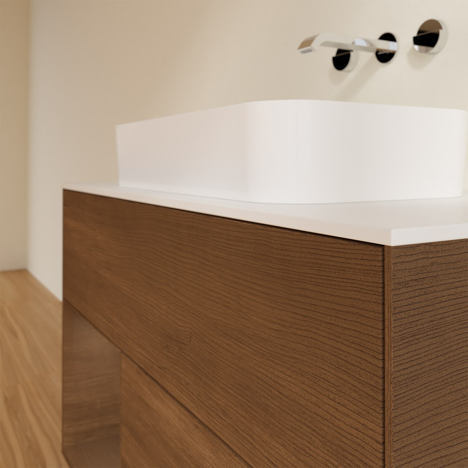 Villeroy & Boch Finion Waschtischunterschrank 100 cm mit Regalelement links und Abdeckplatte