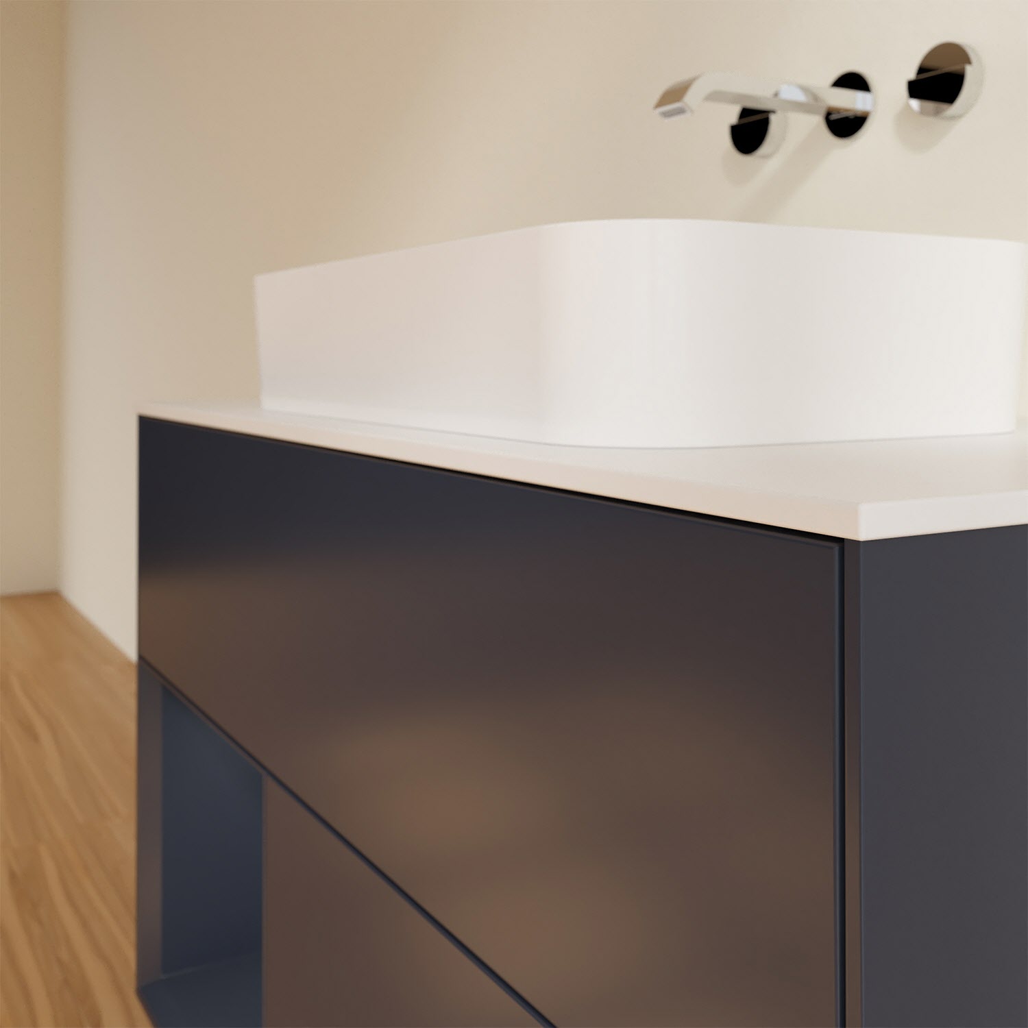 Villeroy & Boch Finion Waschtischunterschrank 100 cm mit Regalelement links und Abdeckplatte