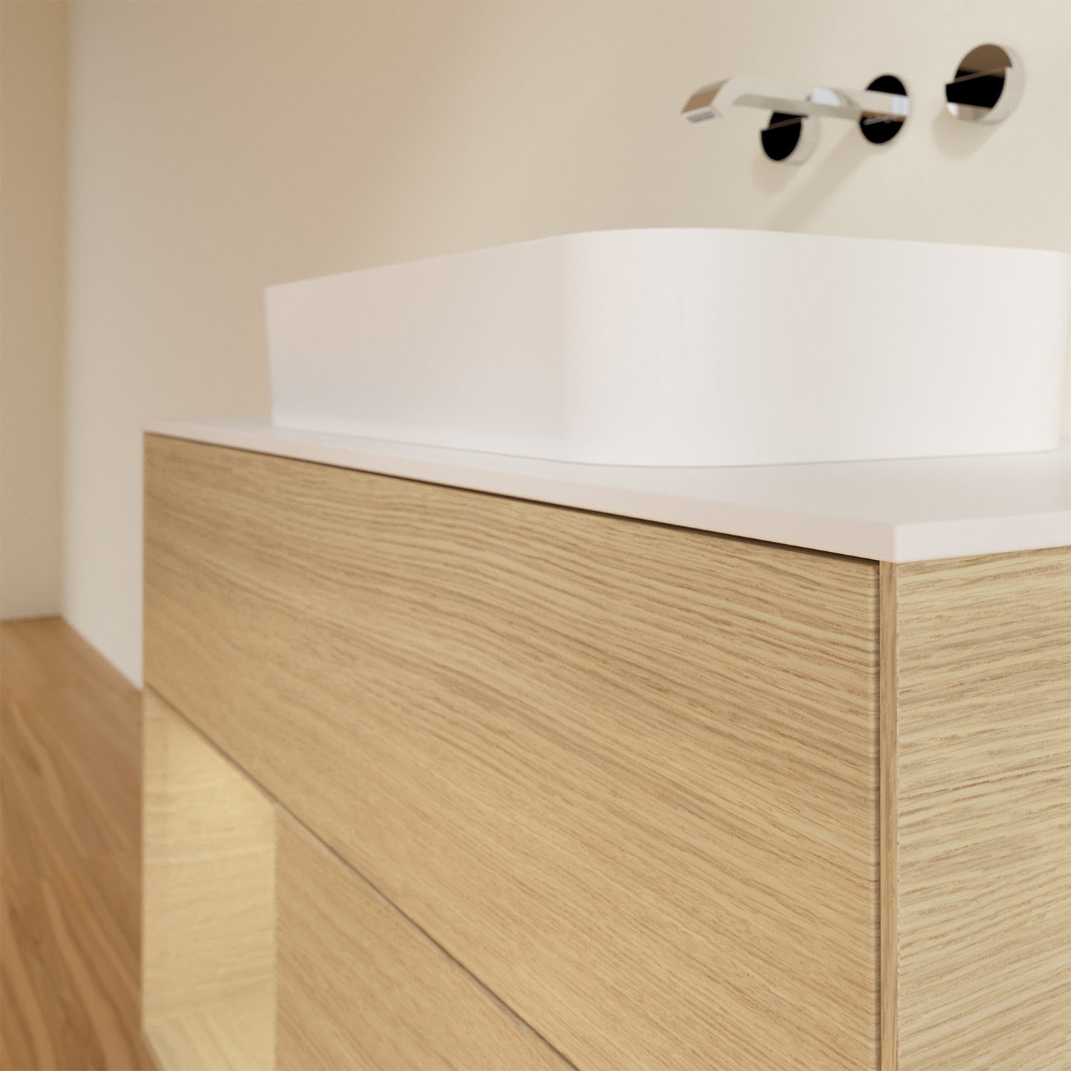 Villeroy & Boch Finion Waschtischunterschrank 100 cm mit Regalelement links und Abdeckplatte