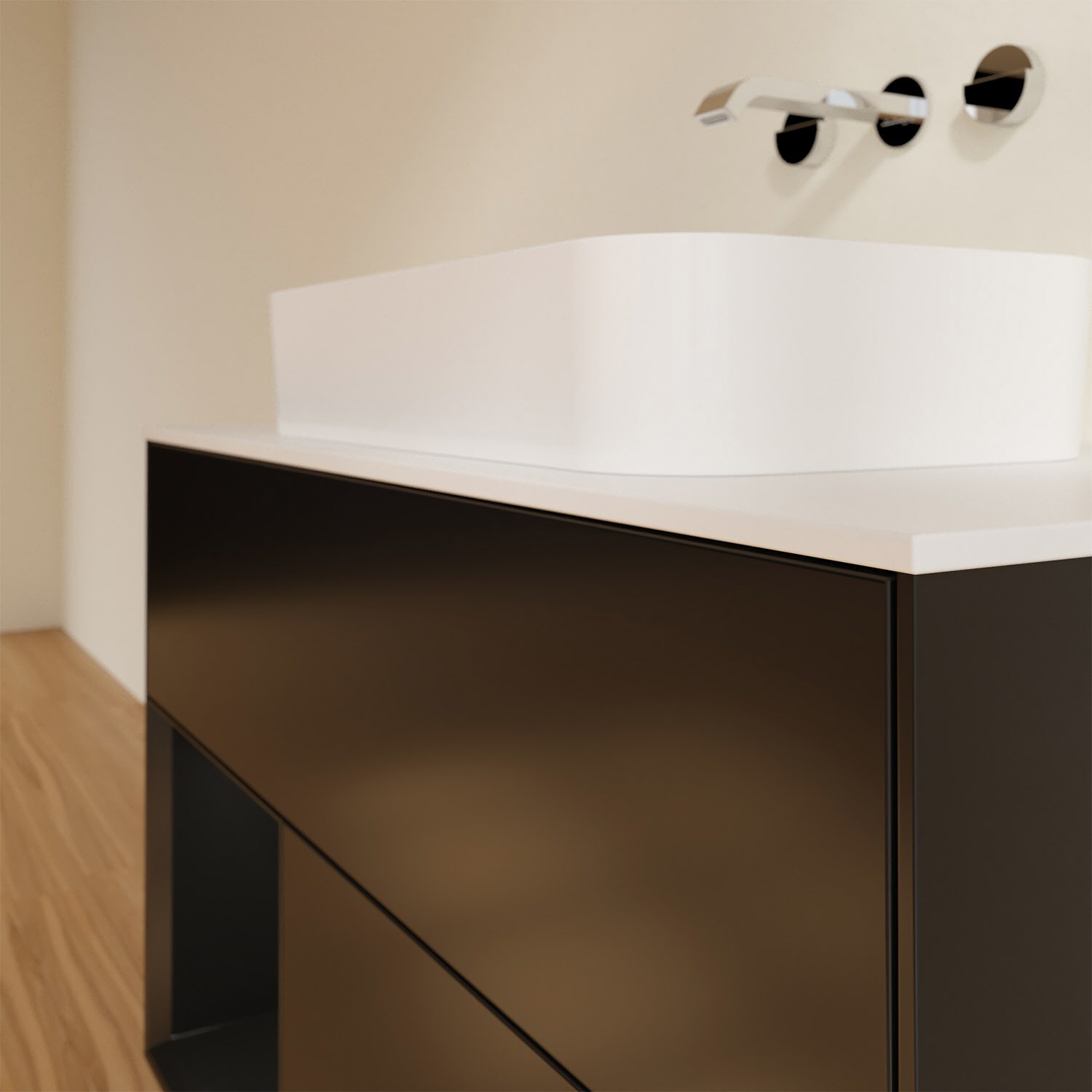 Villeroy & Boch Finion Waschtischunterschrank 100 cm mit Regalelement links und Abdeckplatte