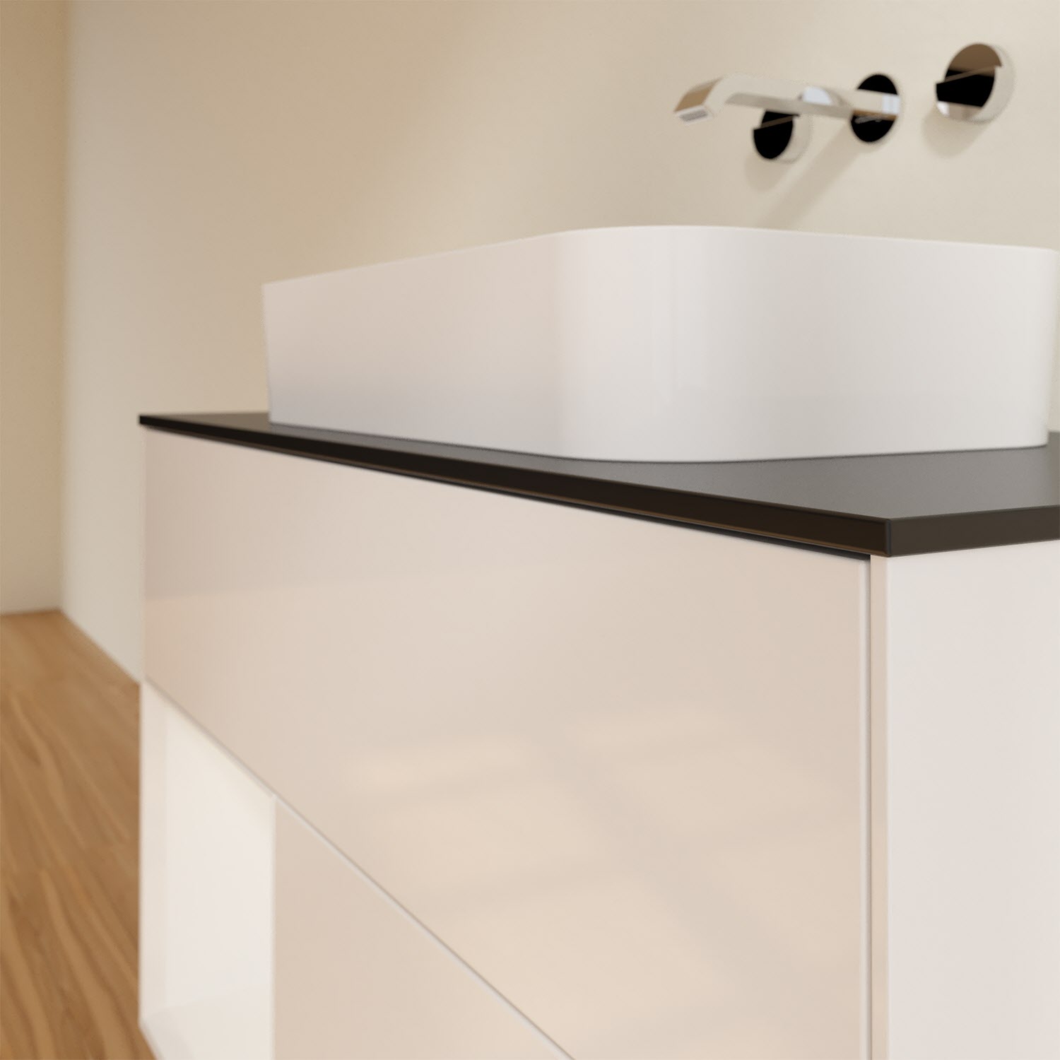 Villeroy & Boch Finion Waschtischunterschrank 100 cm mit Regalelement links und Abdeckplatte