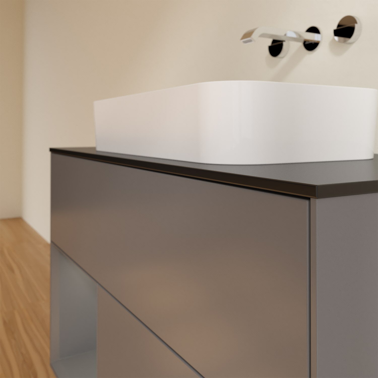 Villeroy & Boch Finion Waschtischunterschrank 100 cm mit Regalelement links und Abdeckplatte
