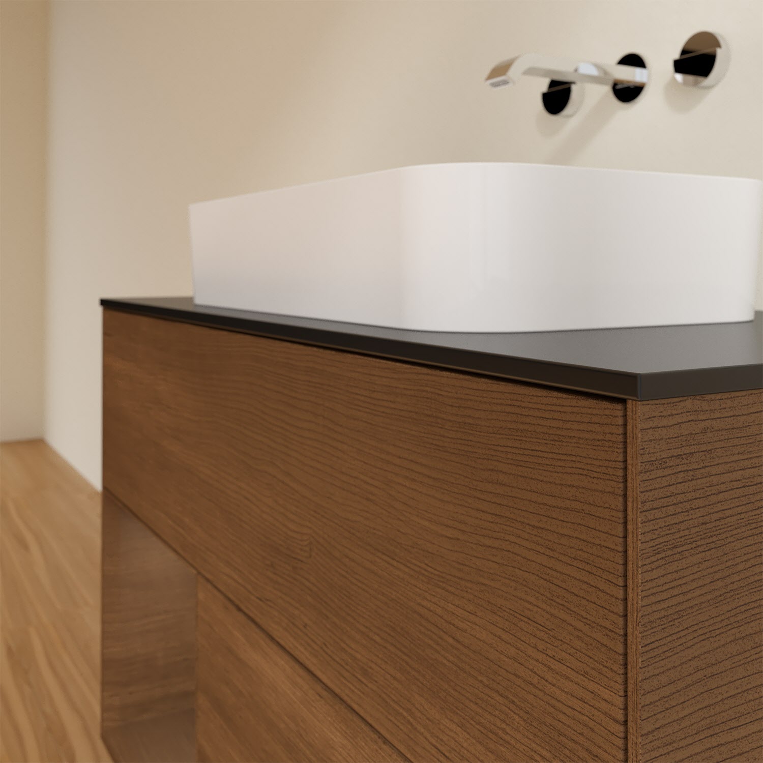 Villeroy & Boch Finion Waschtischunterschrank 100 cm mit Regalelement links und Abdeckplatte