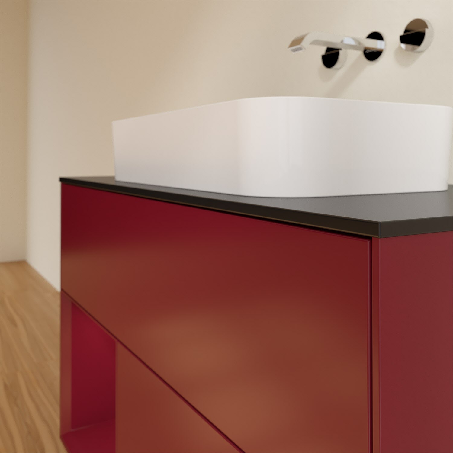 Villeroy & Boch Finion Waschtischunterschrank 100 cm mit Regalelement links und Abdeckplatte