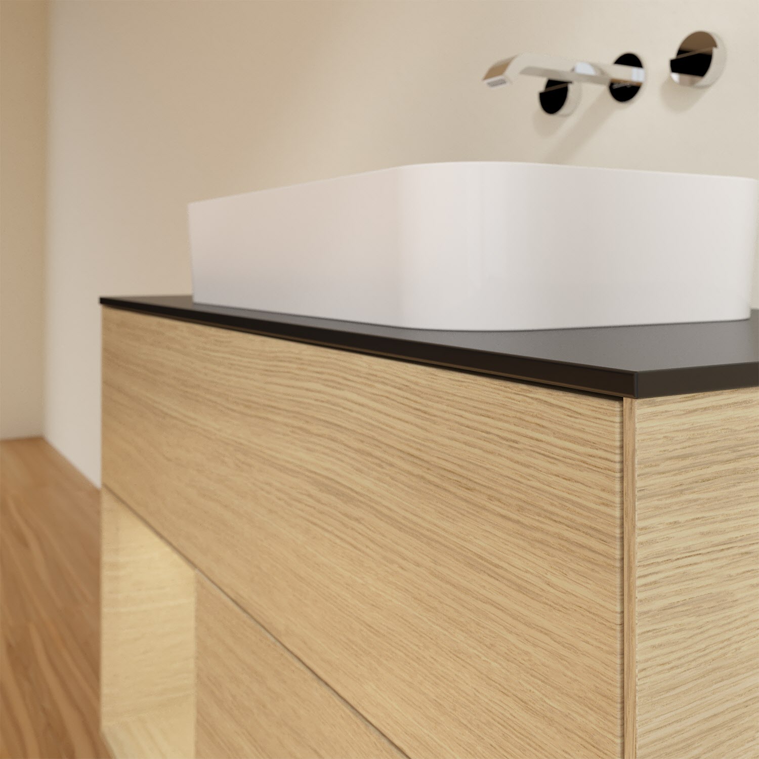Villeroy & Boch Finion Waschtischunterschrank 100 cm mit Regalelement links und Abdeckplatte