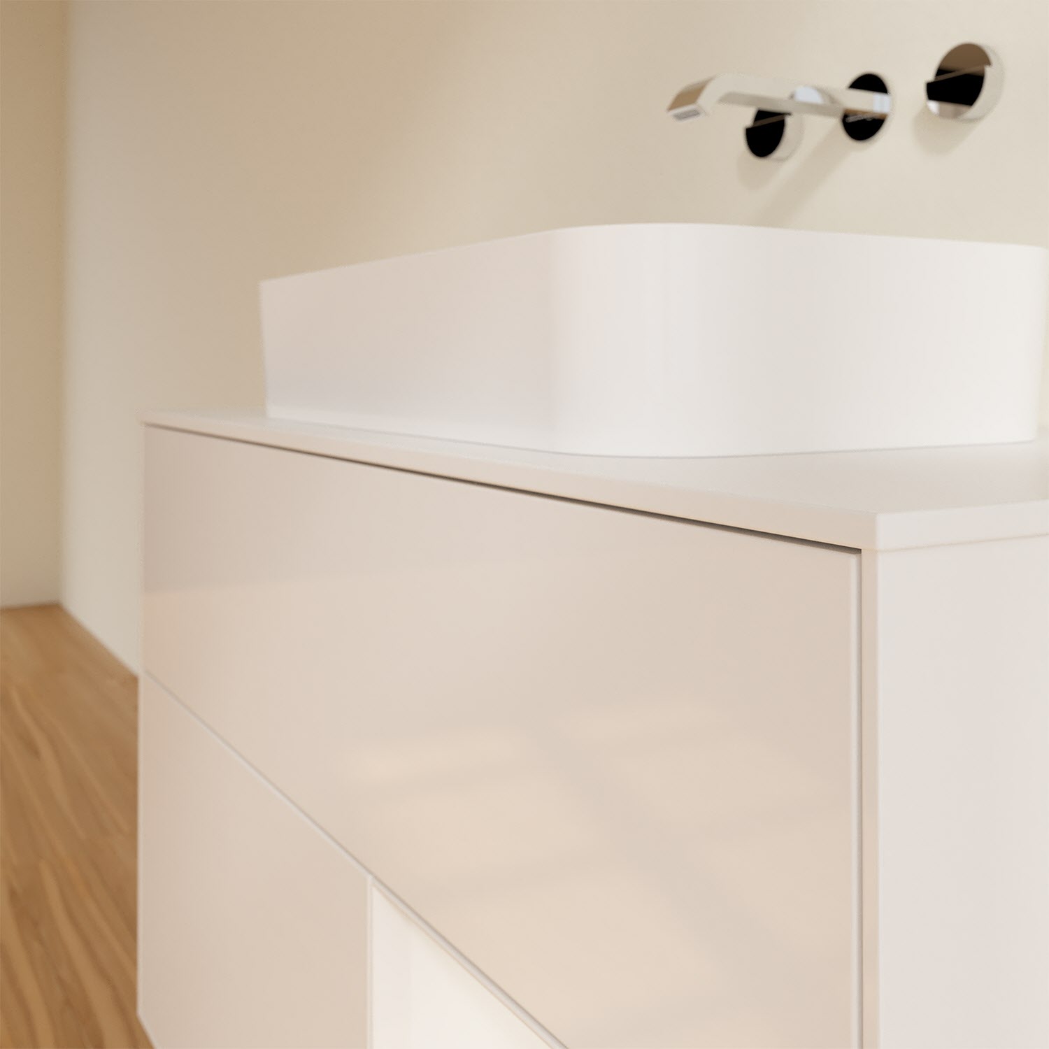 Villeroy & Boch Finion Waschtischunterschrank 100 cm mit Regalelement rechts und Abdeckplatte