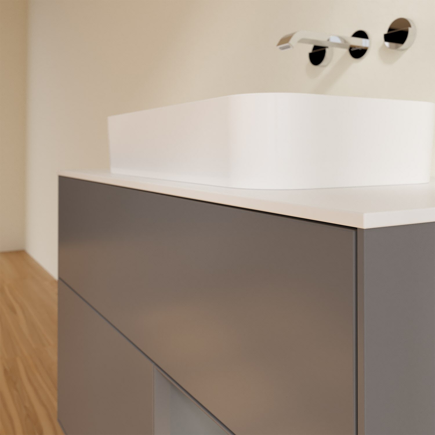 Villeroy & Boch Finion Waschtischunterschrank 100 cm mit Regalelement rechts und Abdeckplatte