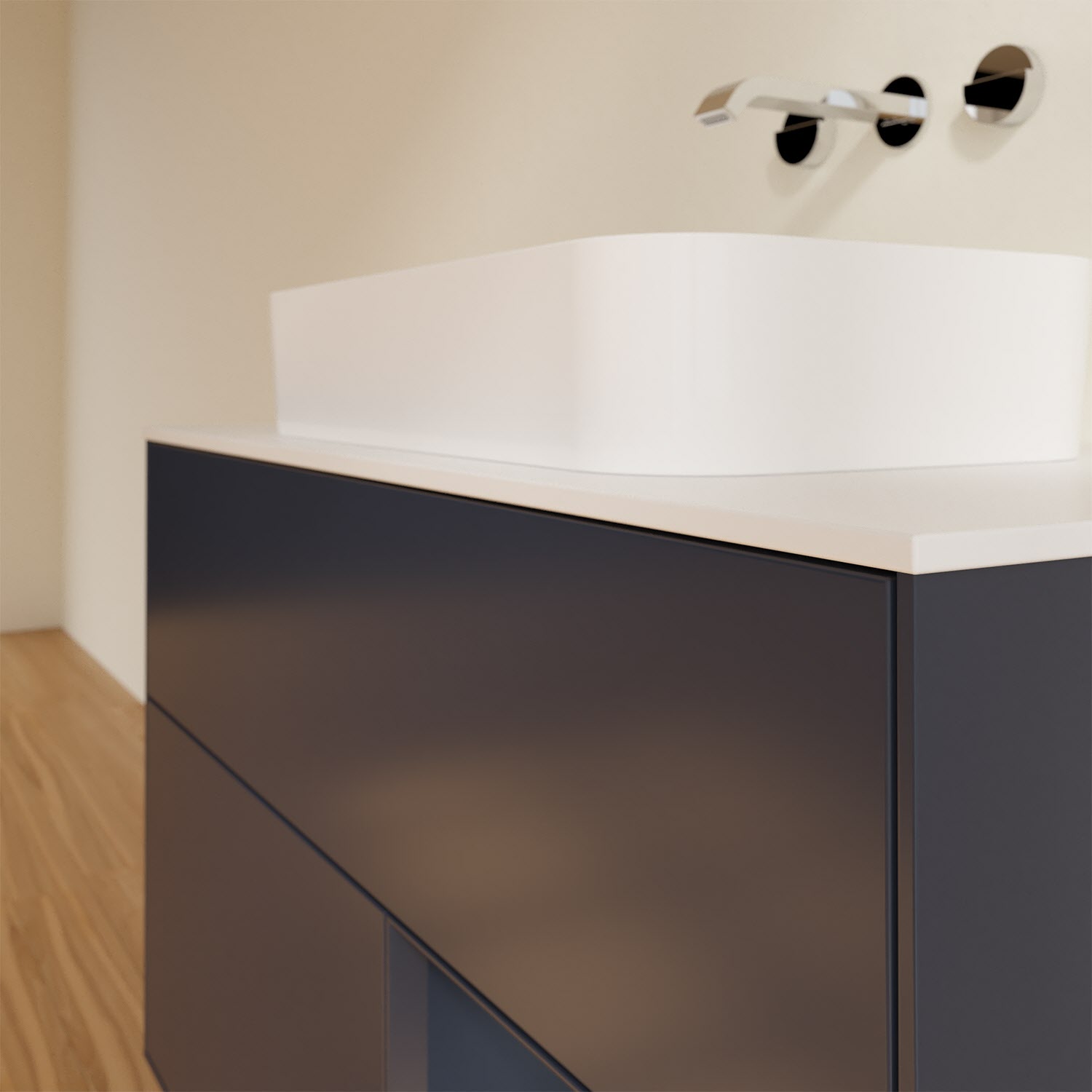 Villeroy & Boch Finion Waschtischunterschrank 100 cm mit Regalelement rechts und Abdeckplatte