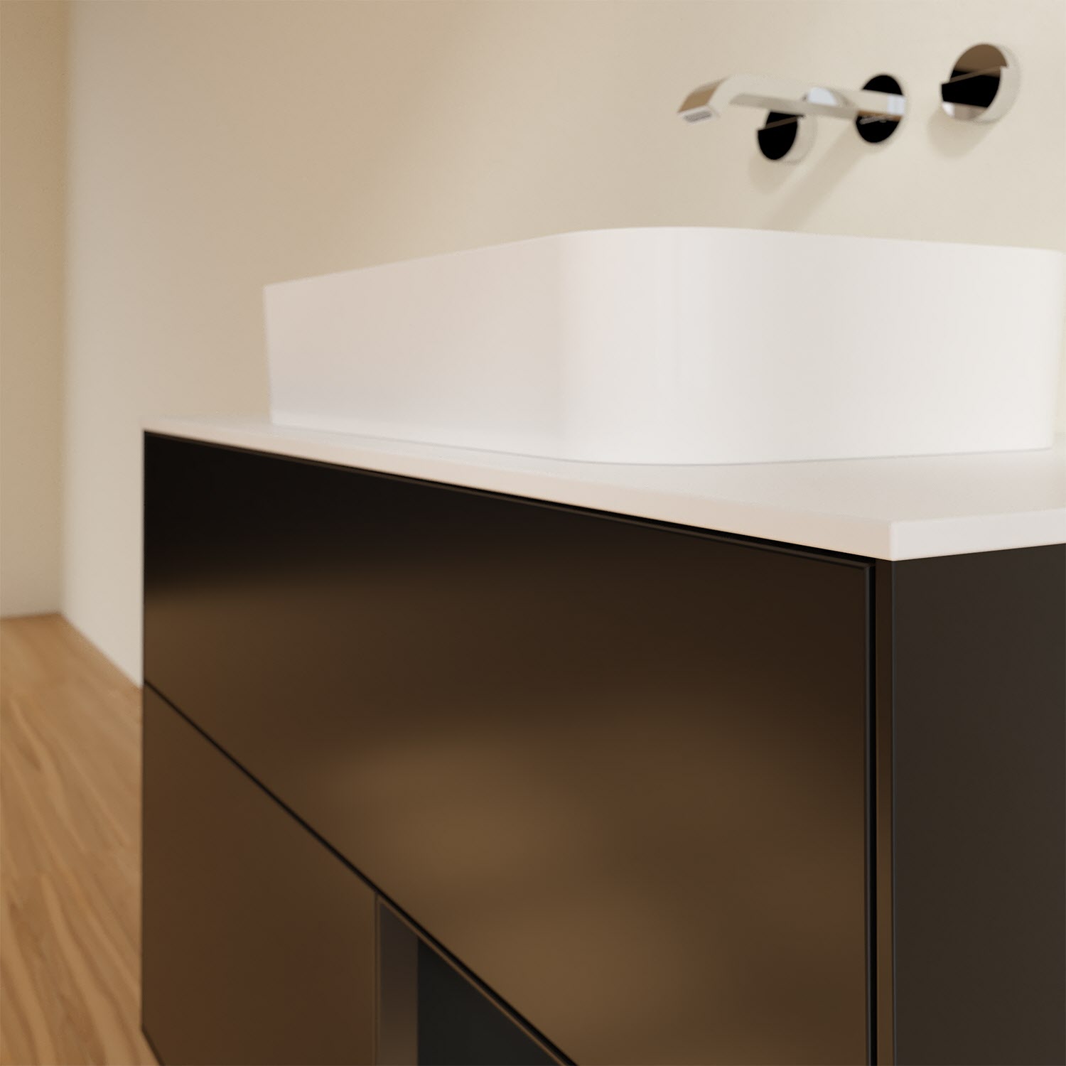 Villeroy & Boch Finion Waschtischunterschrank 100 cm mit Regalelement rechts und Abdeckplatte
