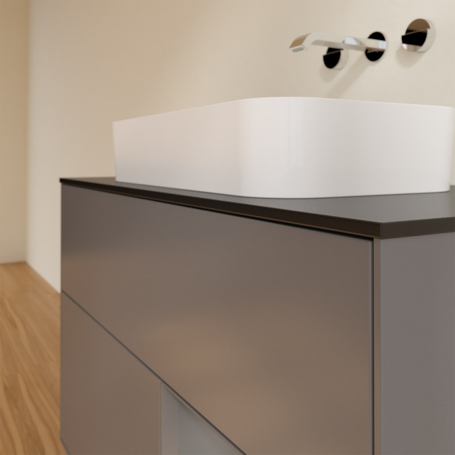 Villeroy & Boch Finion Waschtischunterschrank 100 cm mit Regalelement rechts und Abdeckplatte