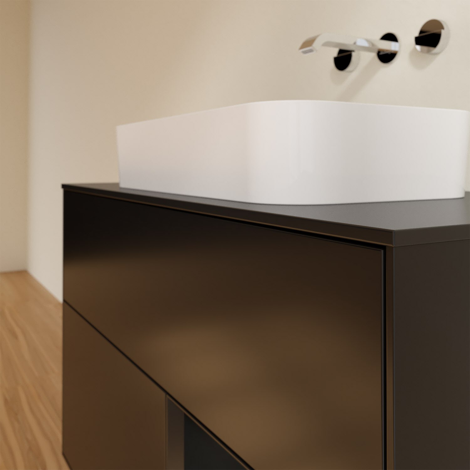 Villeroy & Boch Finion Waschtischunterschrank 100 cm mit Regalelement rechts und Abdeckplatte