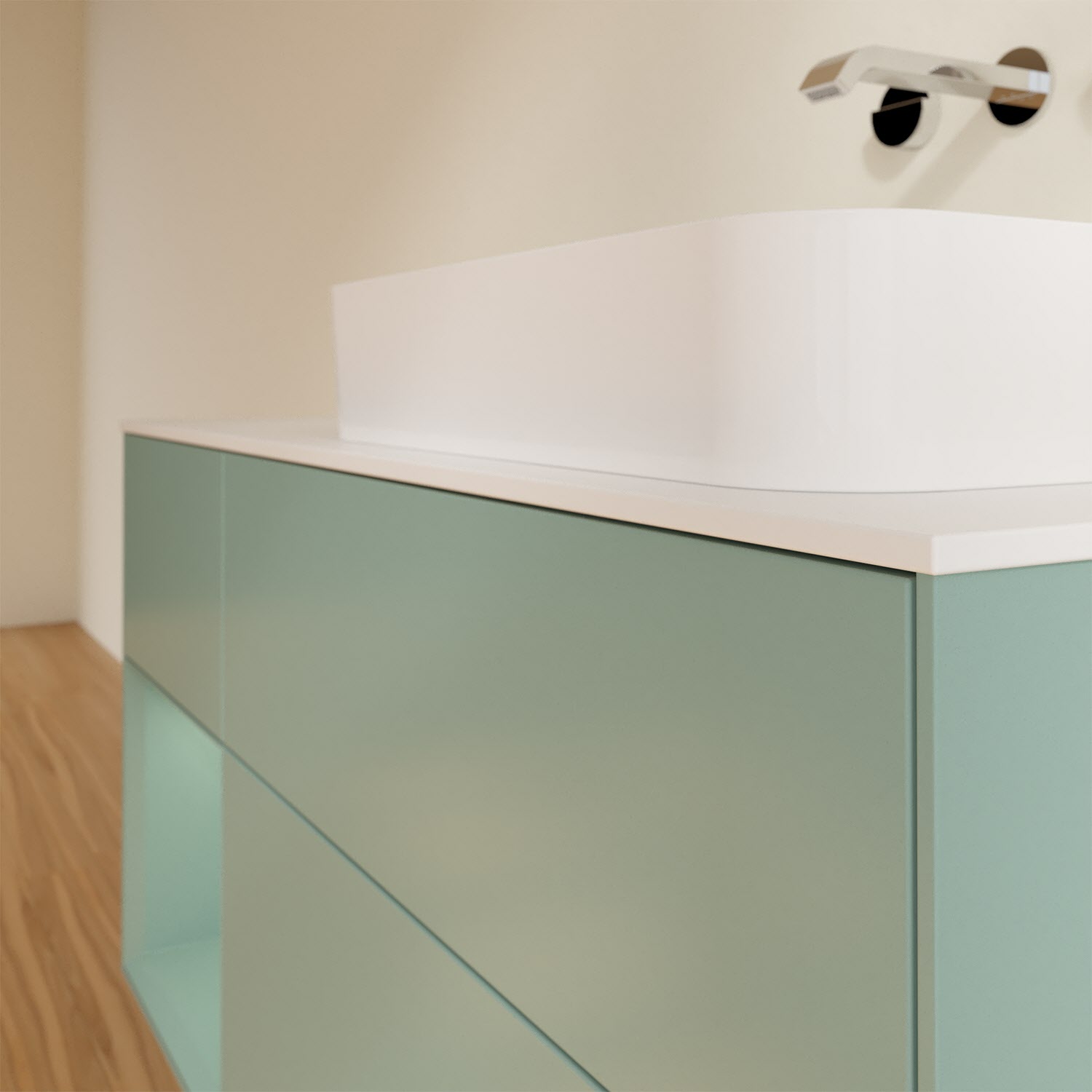 Villeroy & Boch Finion Waschtischunterschrank 120 cm mit Regalelement links und Abdeckplatte