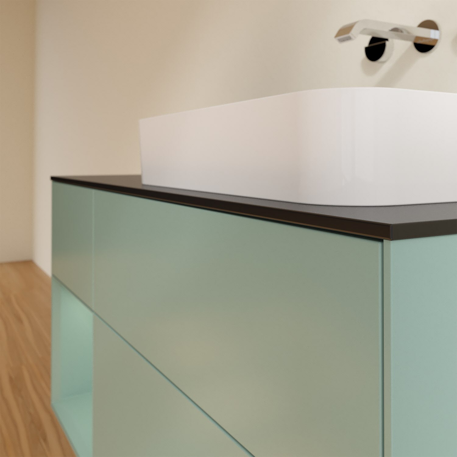 Villeroy & Boch Finion Waschtischunterschrank 120 cm mit Regalelement links und Abdeckplatte