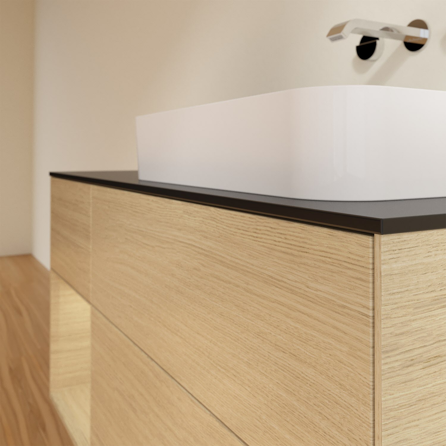 Villeroy & Boch Finion Waschtischunterschrank 120 cm mit Regalelement links und Abdeckplatte