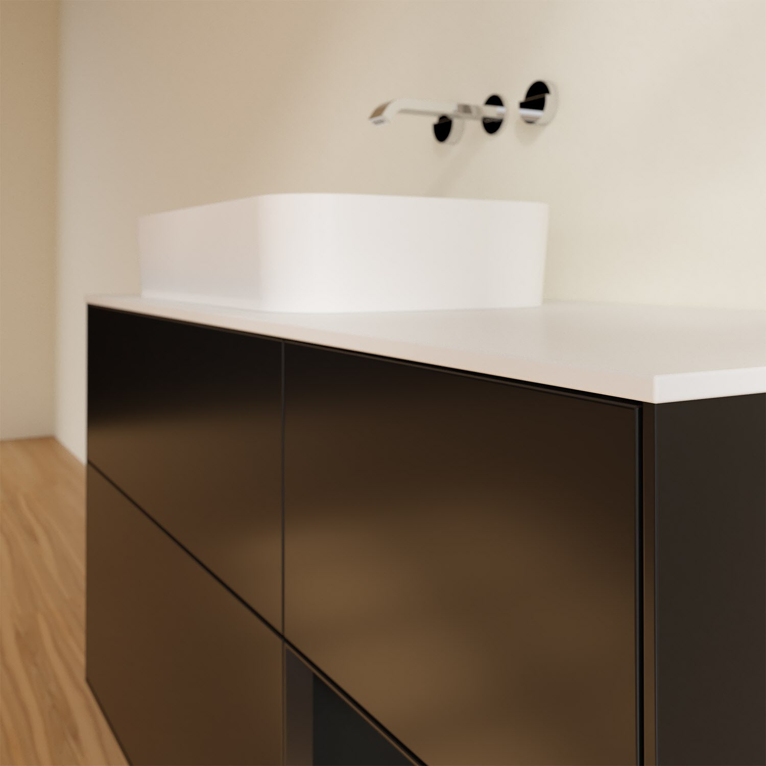Villeroy & Boch Finion Waschtischunterschrank 120 cm mit Regalelement rechts und Abdeckplatte