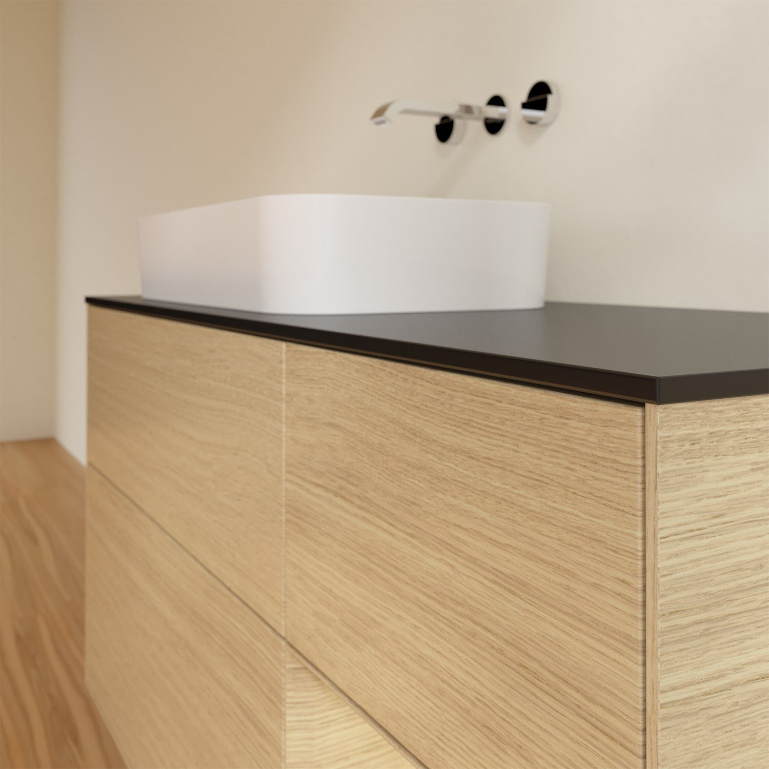 Villeroy & Boch Finion Waschtischunterschrank 120 cm mit Regalelement rechts und Abdeckplatte