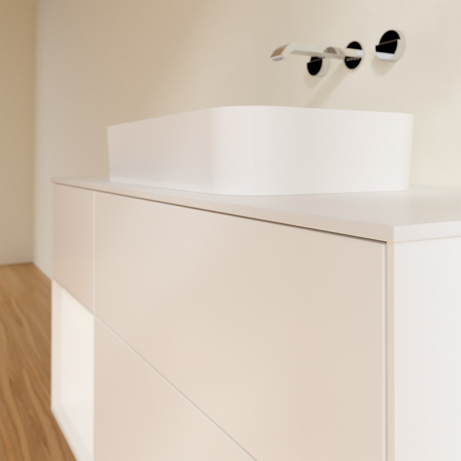Villeroy & Boch Finion Waschtischunterschrank 120 cm mit Regalelement links und Abdeckplatte