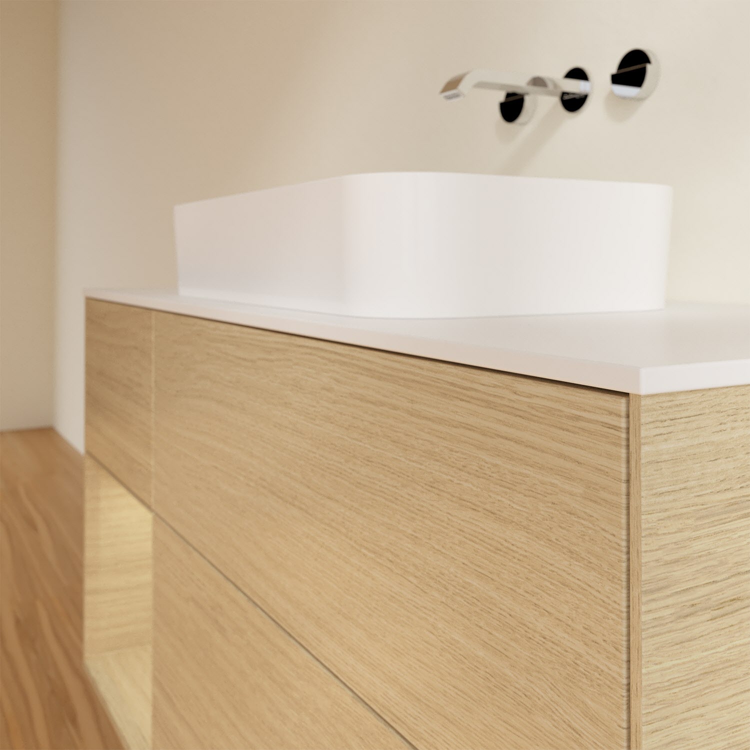 Villeroy & Boch Finion Waschtischunterschrank 120 cm mit Regalelement links und Abdeckplatte