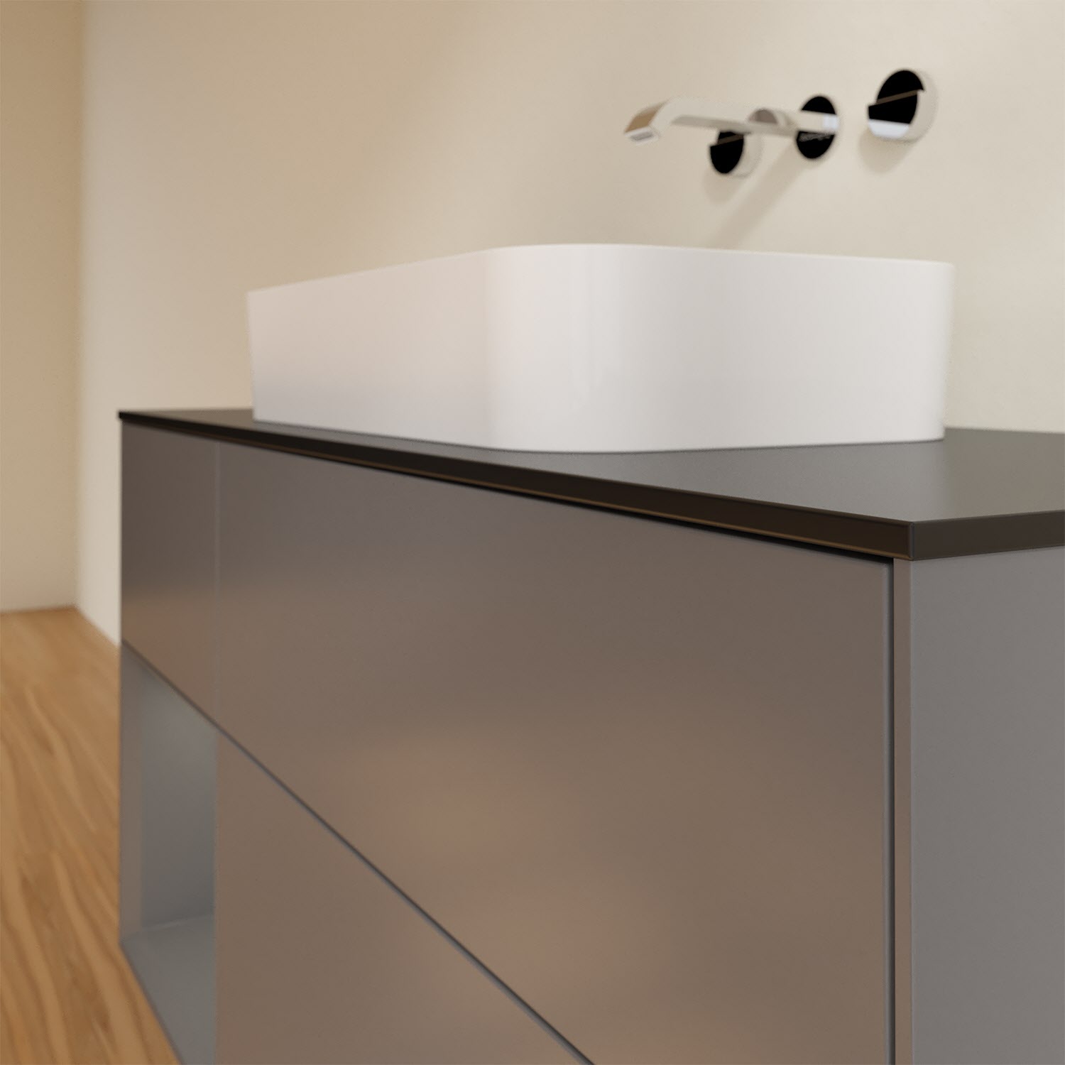 Villeroy & Boch Finion Waschtischunterschrank 120 cm mit Regalelement links und Abdeckplatte