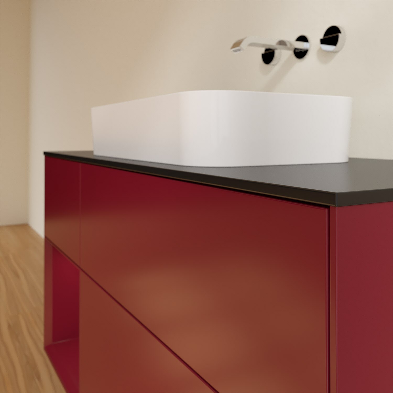 Villeroy & Boch Finion Waschtischunterschrank 120 cm mit Regalelement links und Abdeckplatte