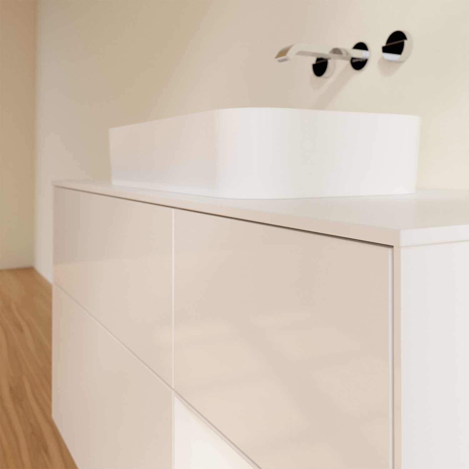 Villeroy & Boch Finion Waschtischunterschrank 120 cm mit Regalelement rechts und Abdeckplatte