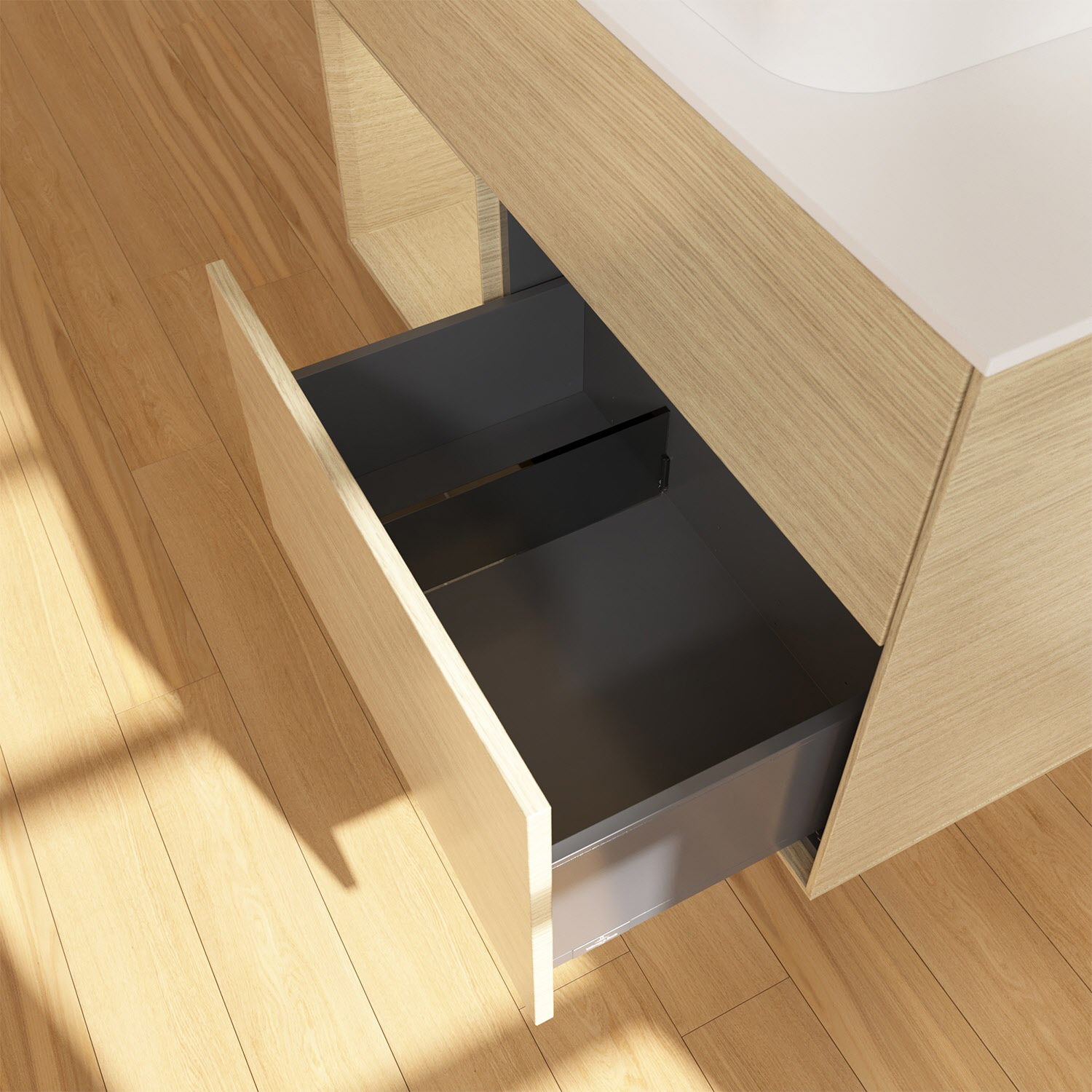 Villeroy & Boch Finion Waschtischunterschrank 100 cm mit Regalelement links und Abdeckplatte