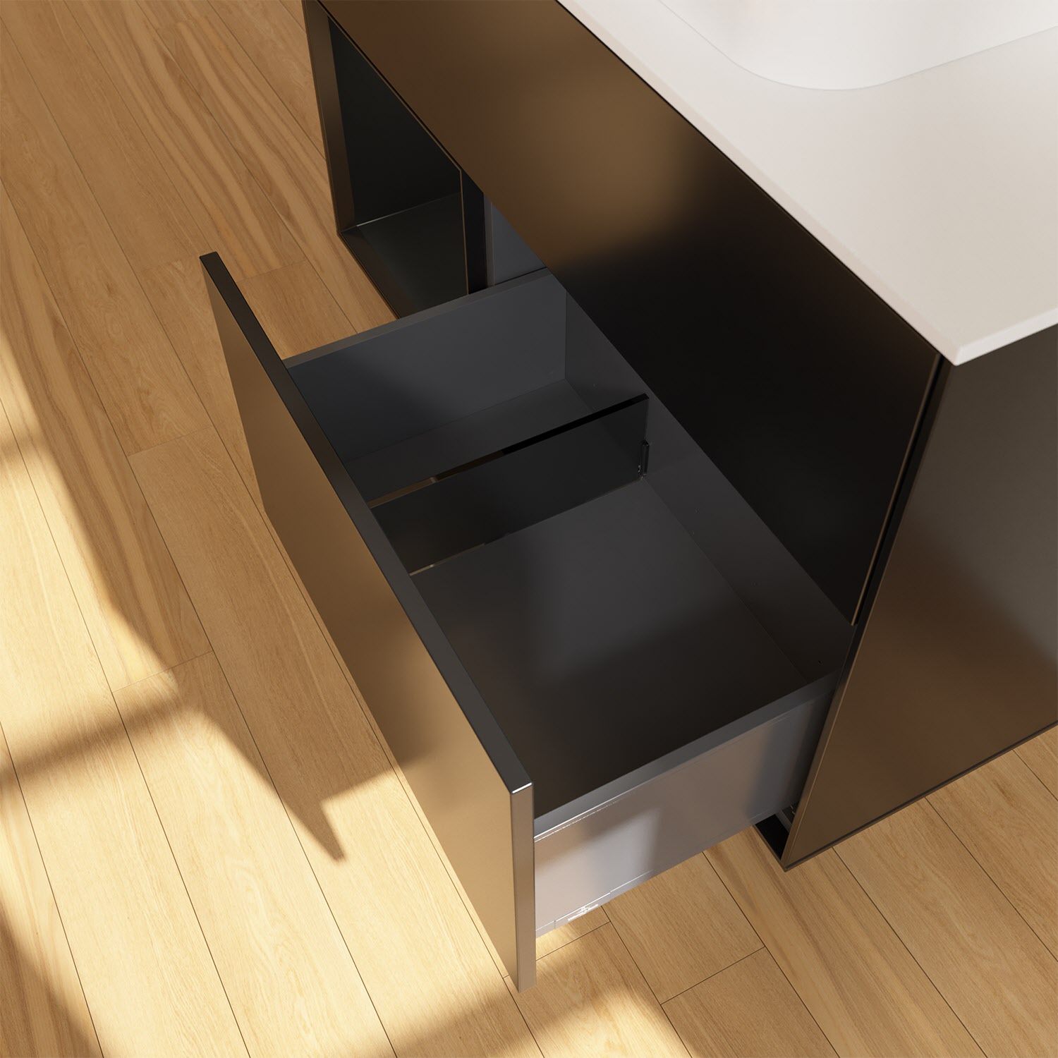 Villeroy & Boch Finion Waschtischunterschrank 100 cm mit Regalelement links und Abdeckplatte