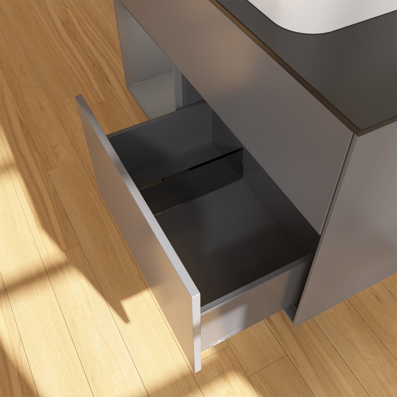 Villeroy & Boch Finion Waschtischunterschrank 100 cm mit Regalelement links und Abdeckplatte