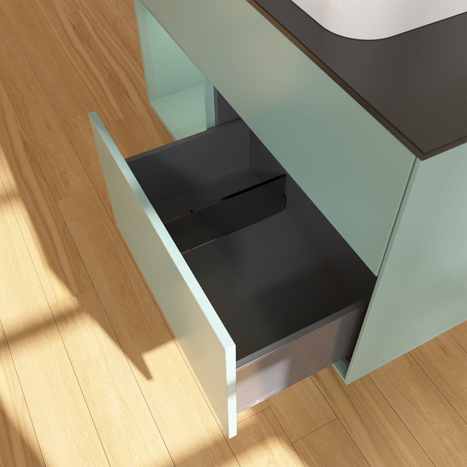 Villeroy & Boch Finion Waschtischunterschrank 100 cm mit Regalelement links und Abdeckplatte