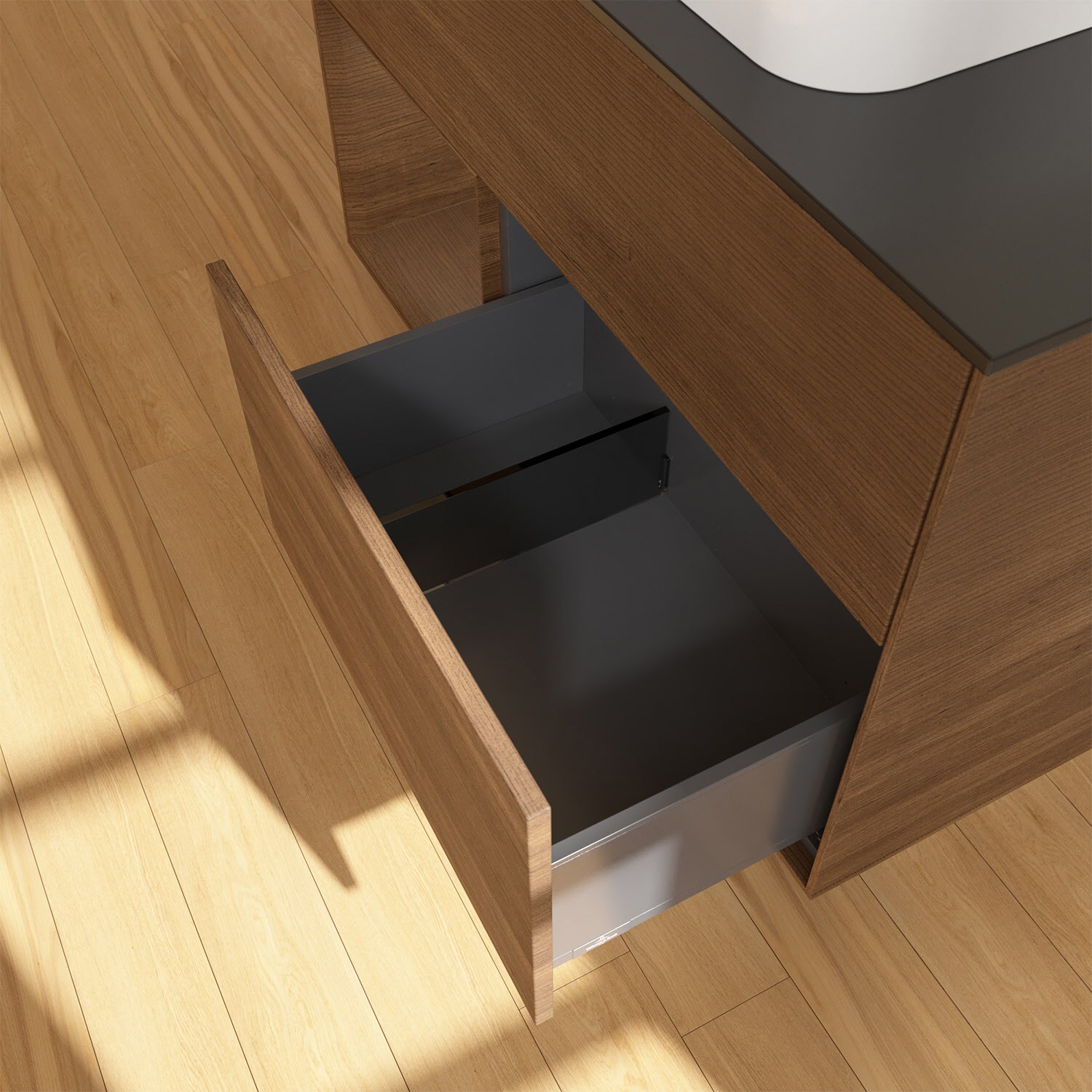 Villeroy & Boch Finion Waschtischunterschrank 100 cm mit Regalelement links und Abdeckplatte