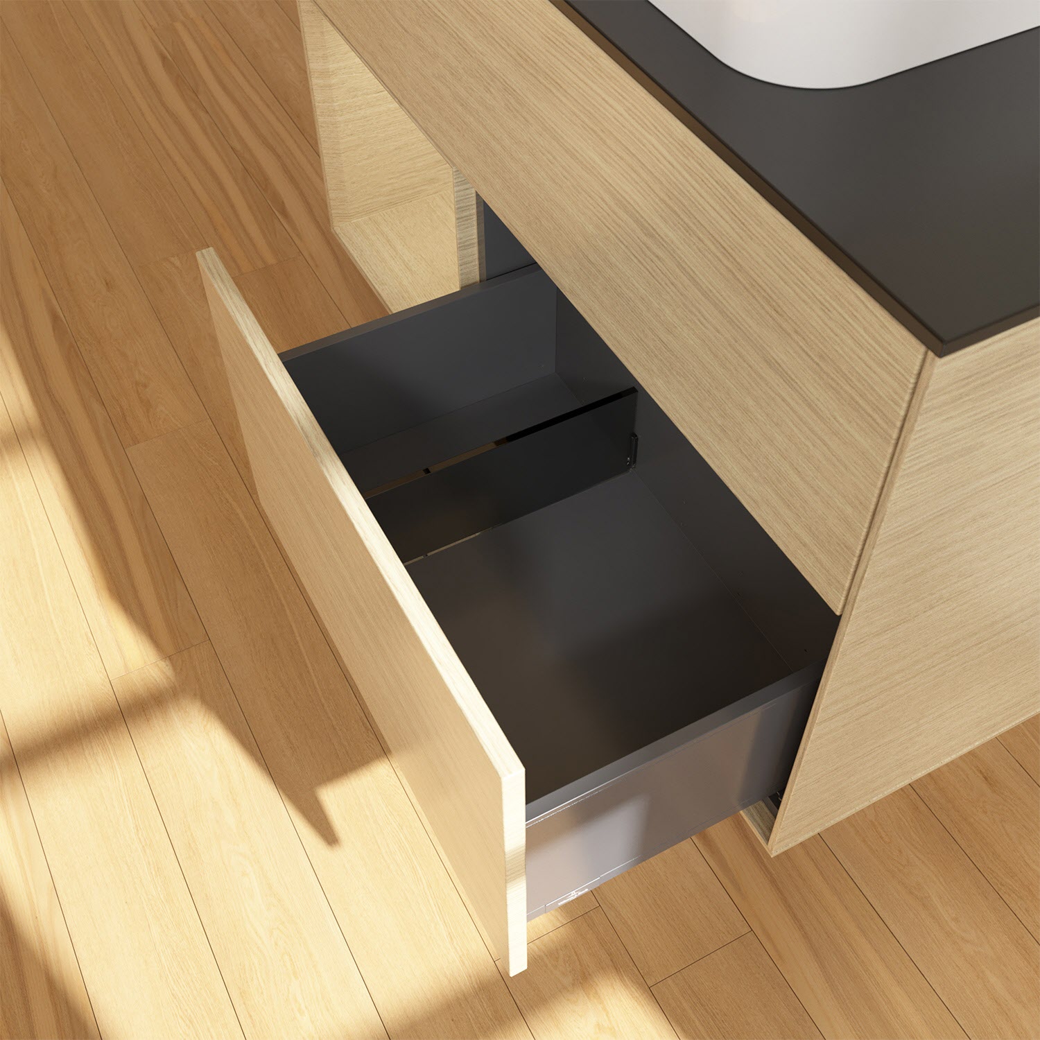 Villeroy & Boch Finion Waschtischunterschrank 100 cm mit Regalelement links und Abdeckplatte