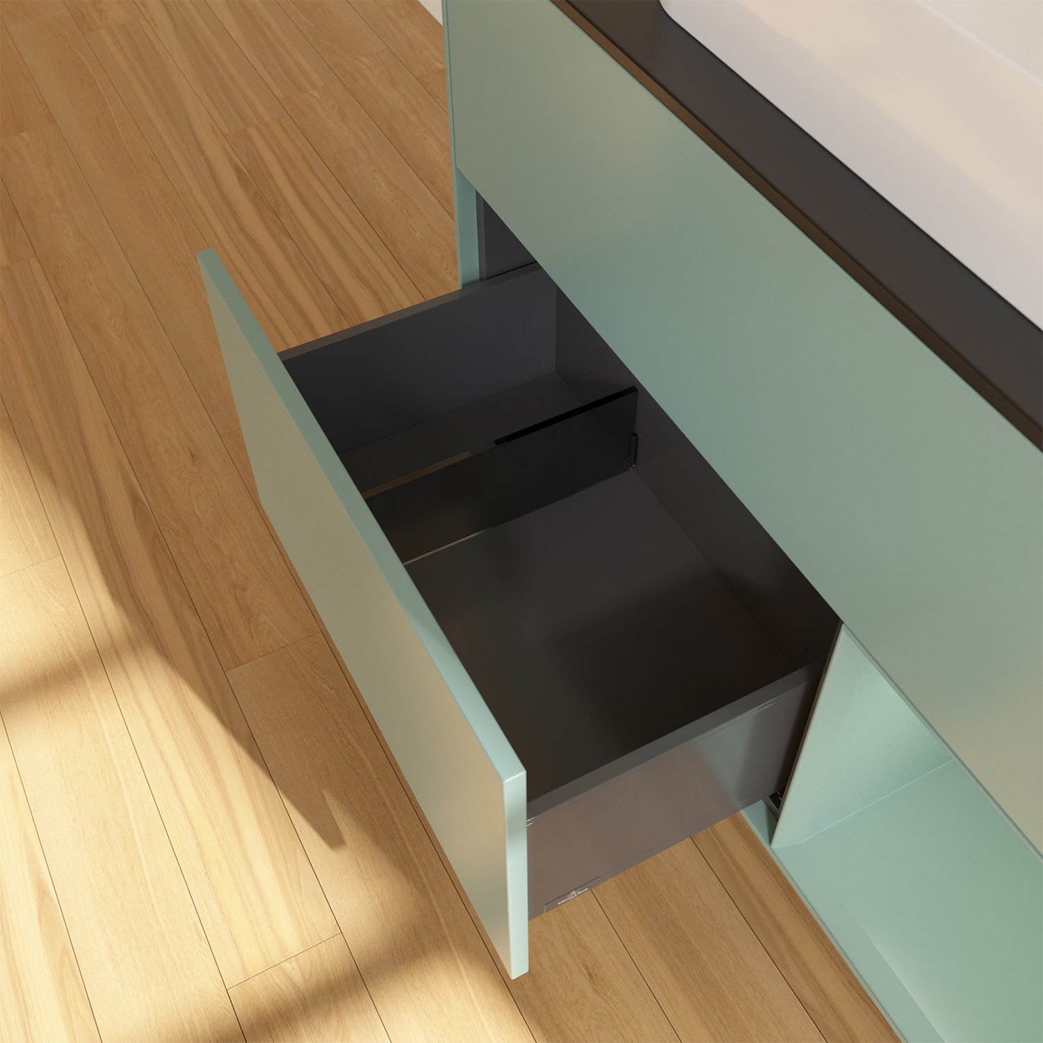 Villeroy & Boch Finion Waschtischunterschrank 100 cm mit Regalelement rechts und Abdeckplatte