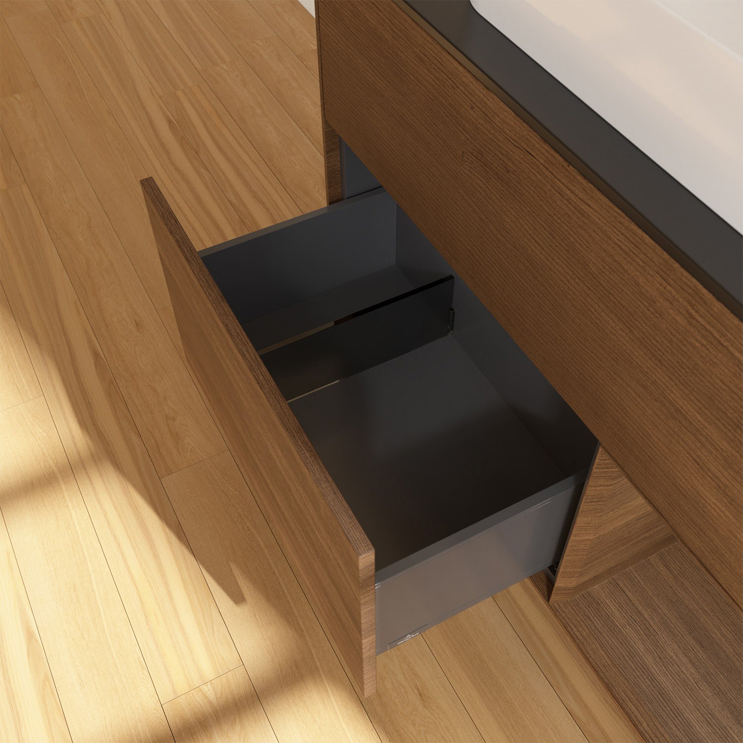 Villeroy & Boch Finion Waschtischunterschrank 100 cm mit Regalelement rechts und Abdeckplatte