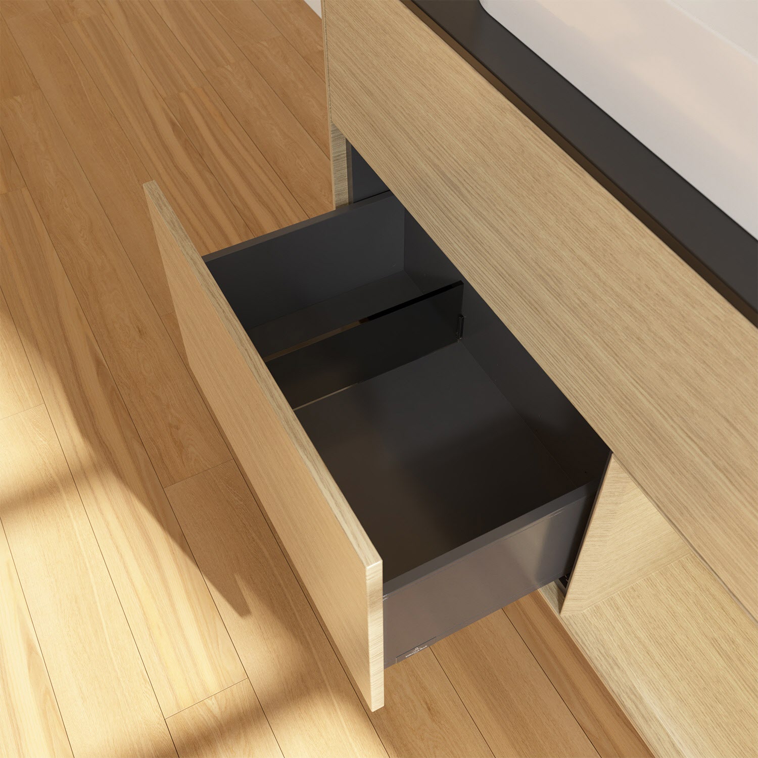 Villeroy & Boch Finion Waschtischunterschrank 100 cm mit Regalelement rechts und Abdeckplatte