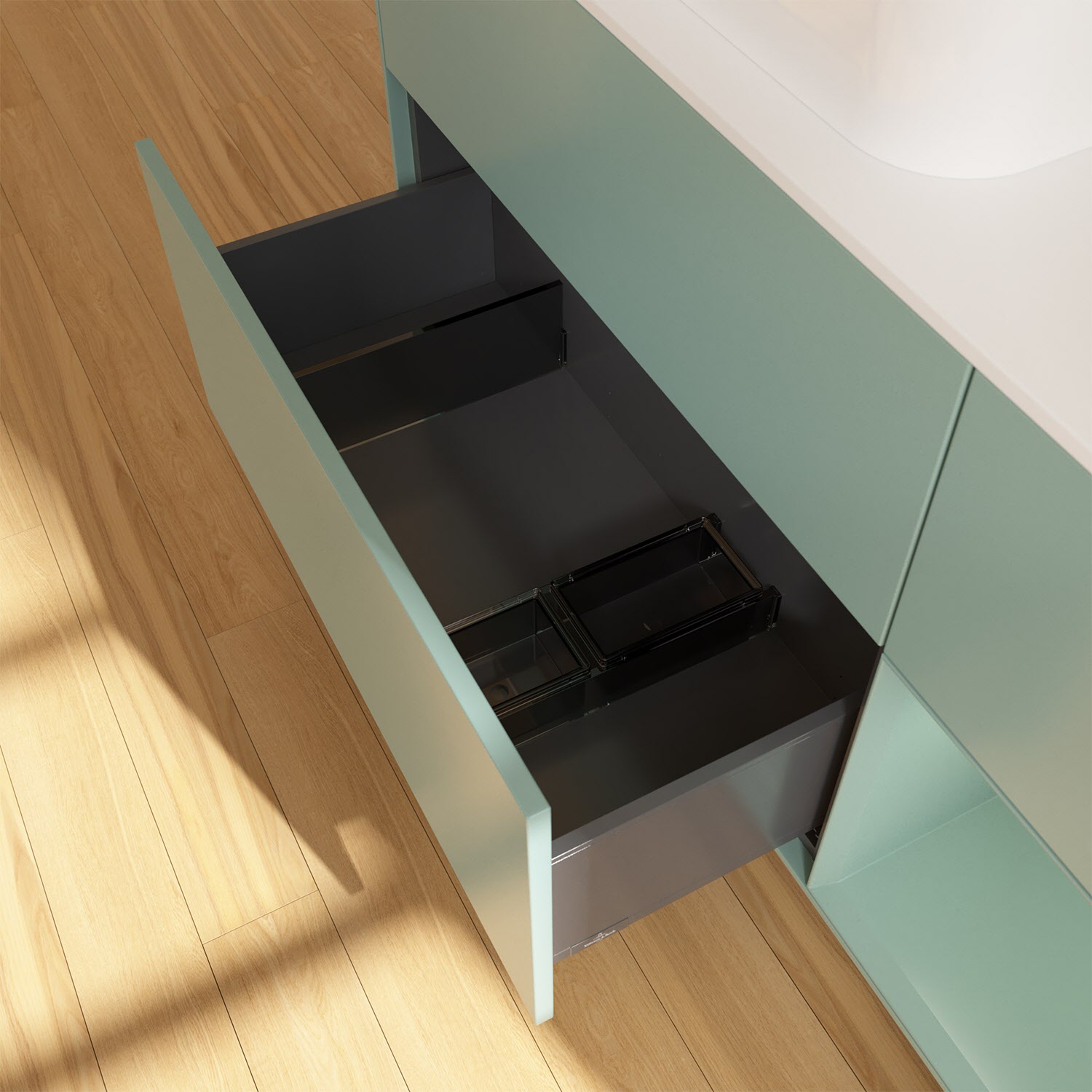 Villeroy & Boch Finion Waschtischunterschrank 120 cm mit Regalelement rechts und Abdeckplatte