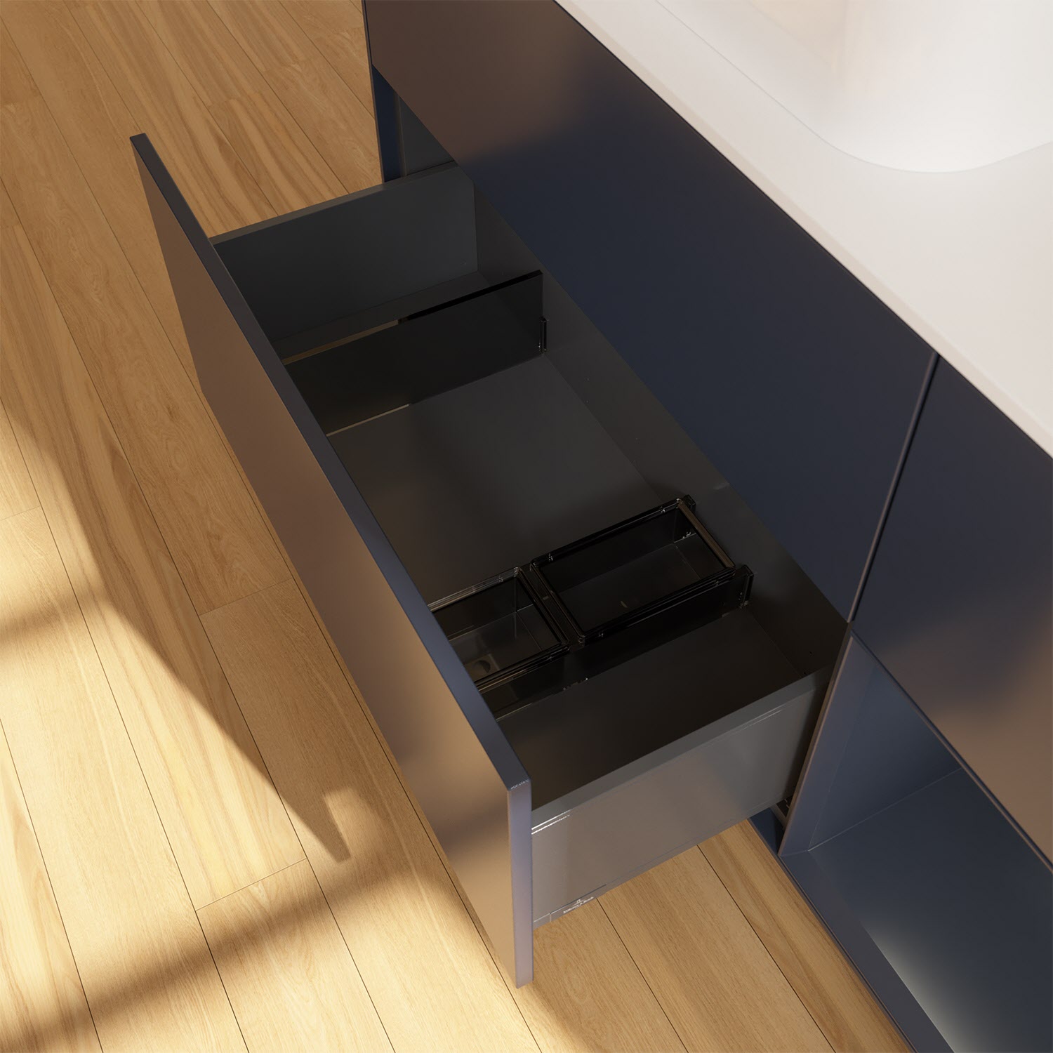 Villeroy & Boch Finion Waschtischunterschrank 120 cm mit Regalelement rechts und Abdeckplatte