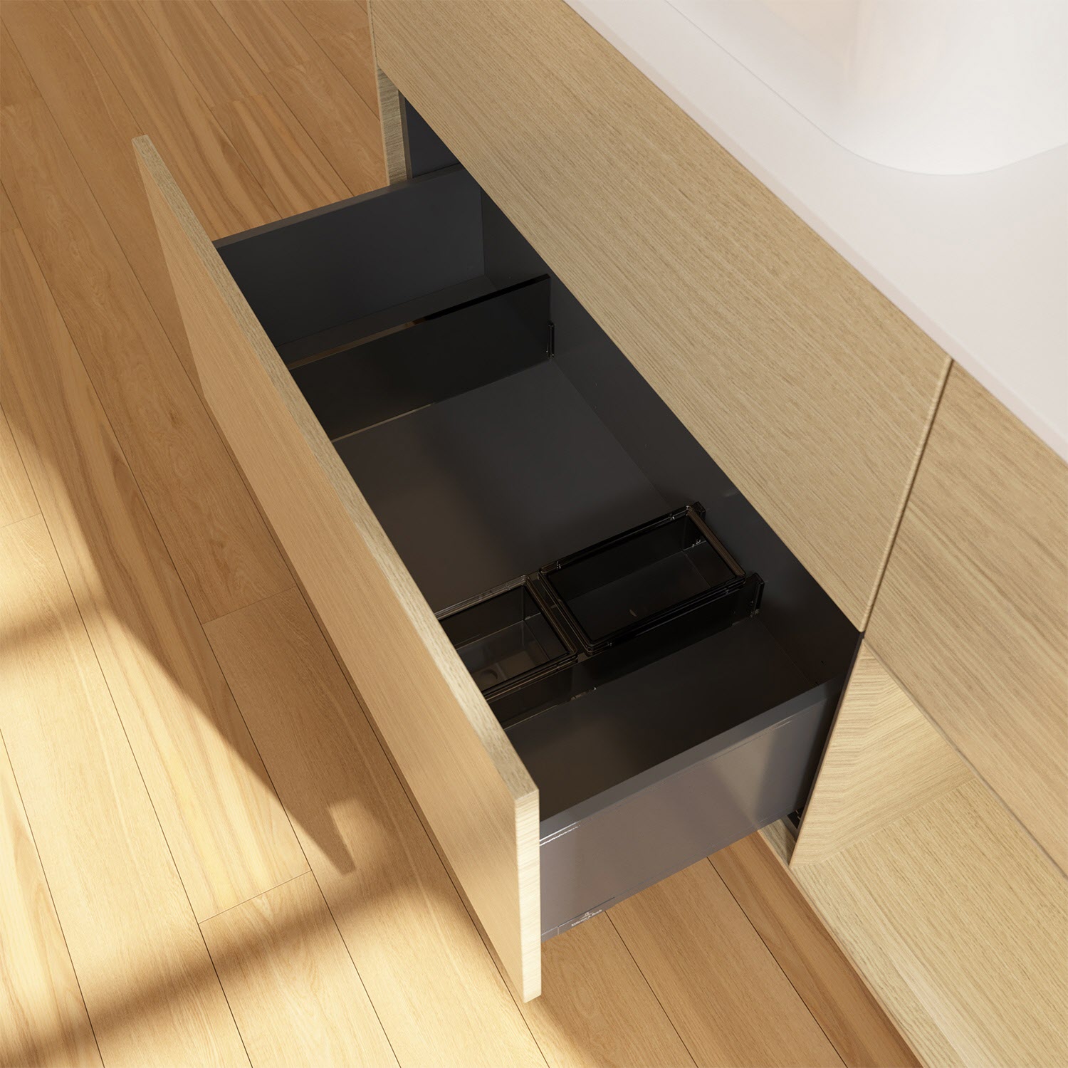 Villeroy & Boch Finion Waschtischunterschrank 120 cm mit Regalelement rechts und Abdeckplatte