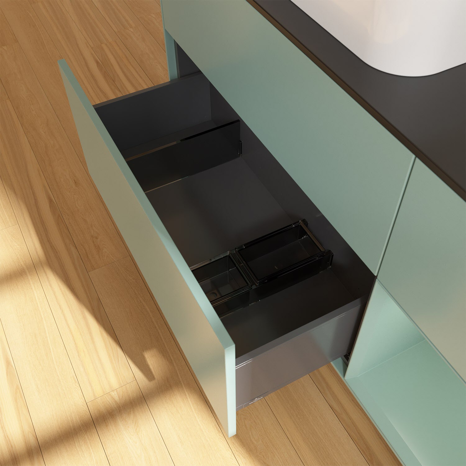 Villeroy & Boch Finion Waschtischunterschrank 120 cm mit Regalelement rechts und Abdeckplatte