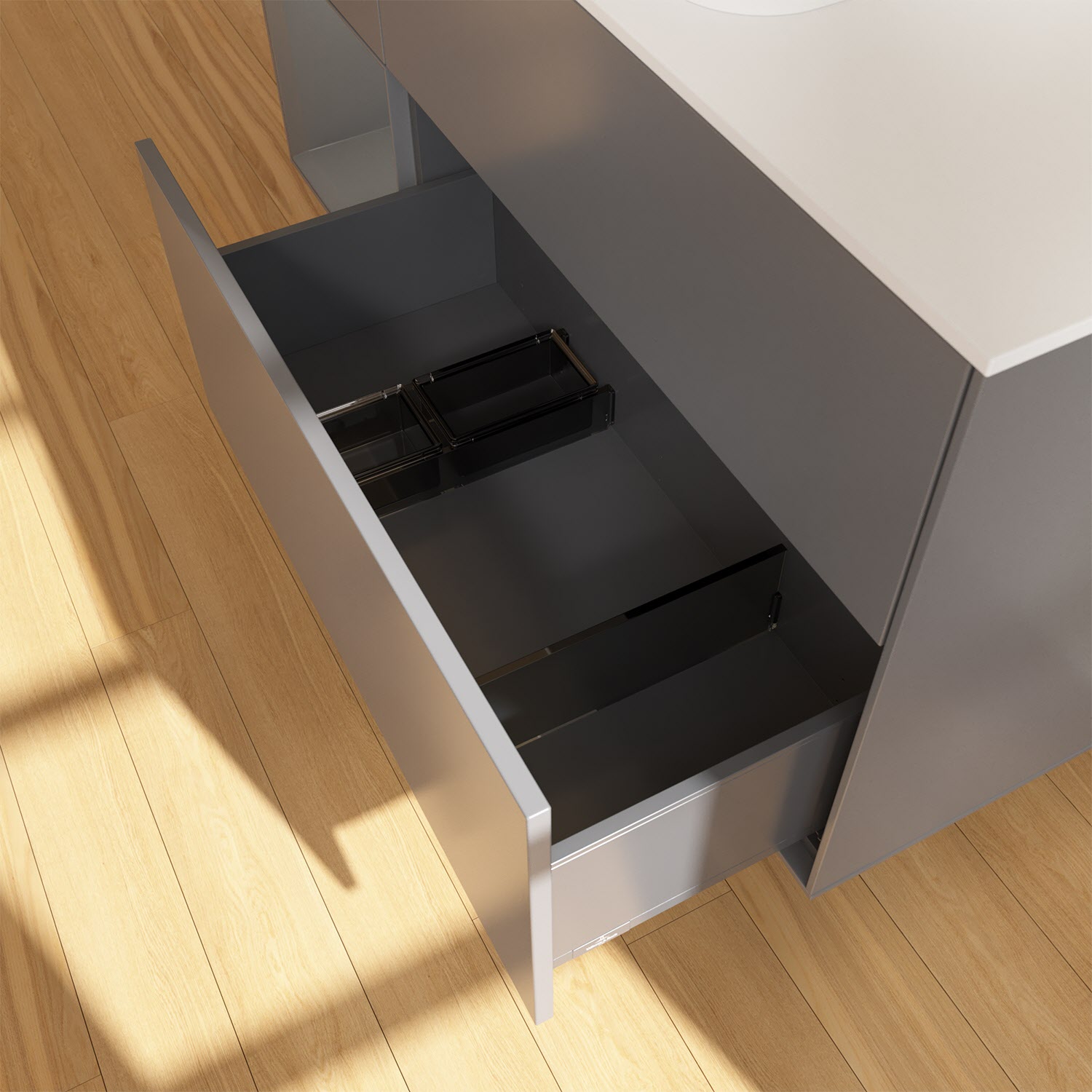 Villeroy & Boch Finion Waschtischunterschrank 120 cm mit Regalelement links und Abdeckplatte