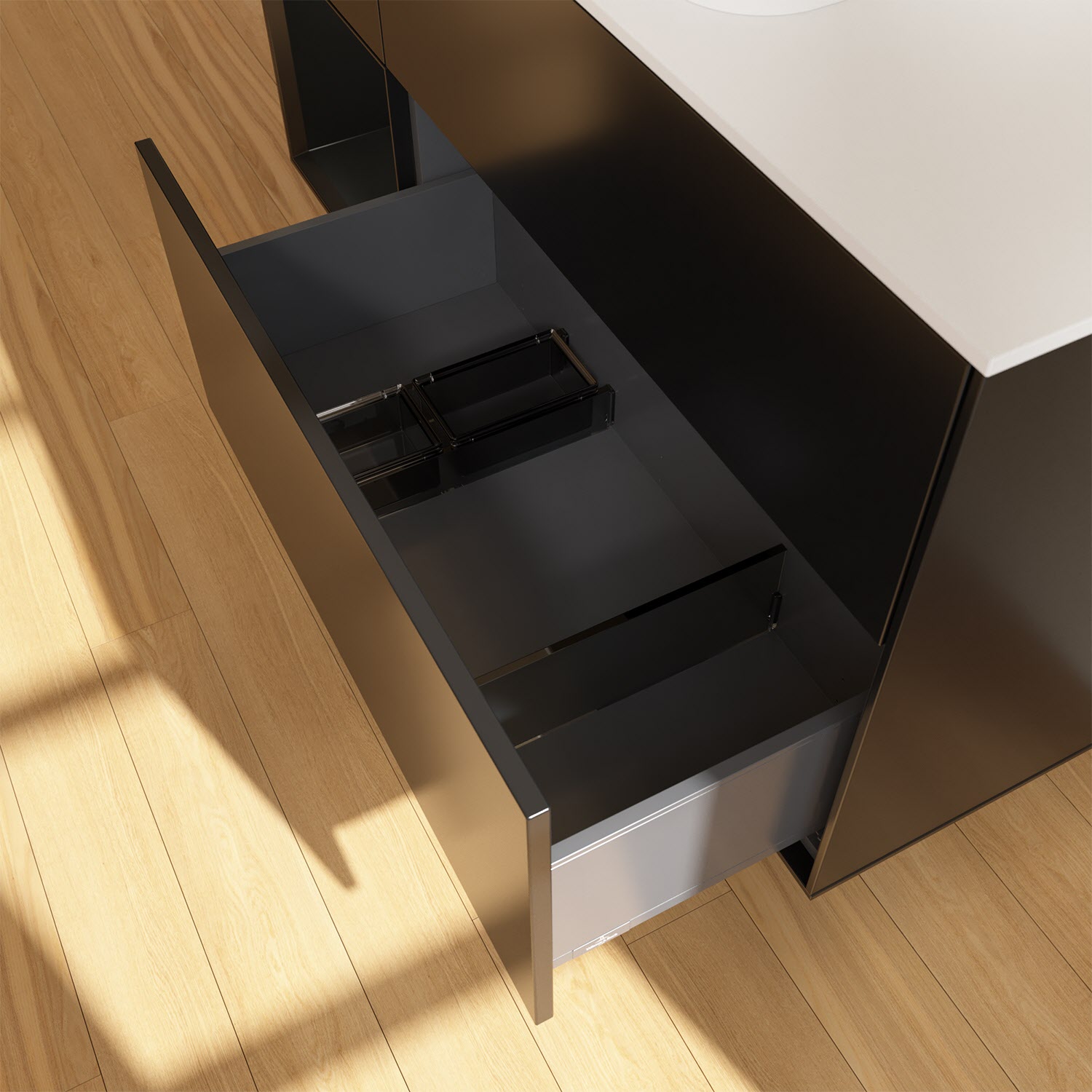 Villeroy & Boch Finion Waschtischunterschrank 120 cm mit Regalelement links und Abdeckplatte