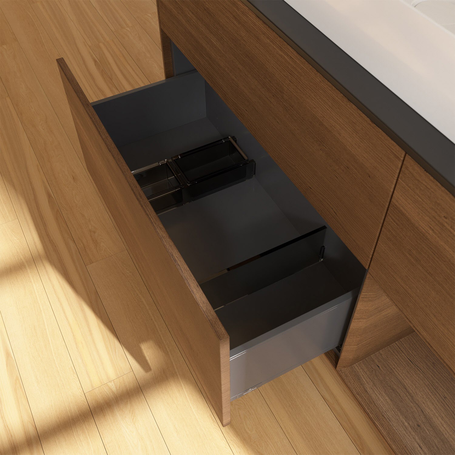 Villeroy & Boch Finion Waschtischunterschrank 120 cm mit Regalelement rechts und Abdeckplatte