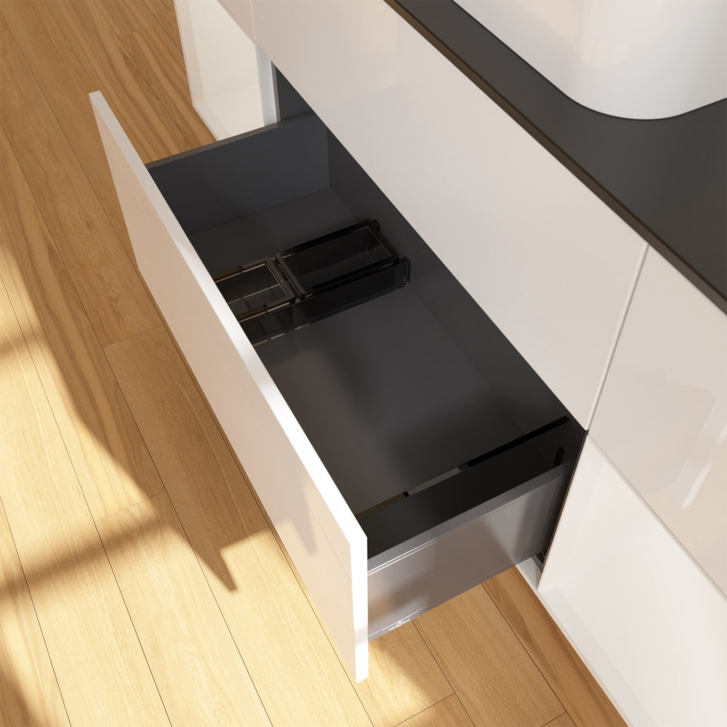 Villeroy & Boch Finion Waschtischunterschrank 160 cm mit Regalelement links und rechts und Abdeckplatte