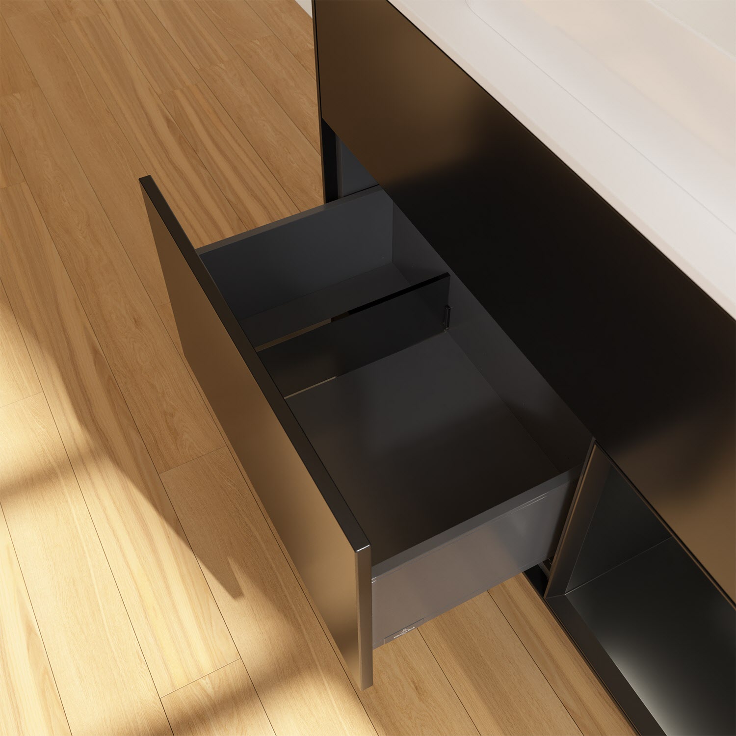 Villeroy & Boch Finion Waschtischunterschrank 100 cm mit Regalelement rechts und Abdeckplatte, mit Wandbeleuchtung